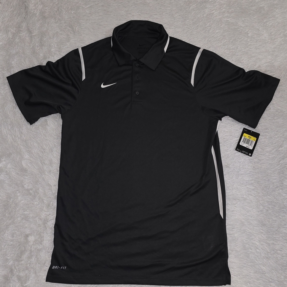New Nike Men's Black and White Polo Shirt